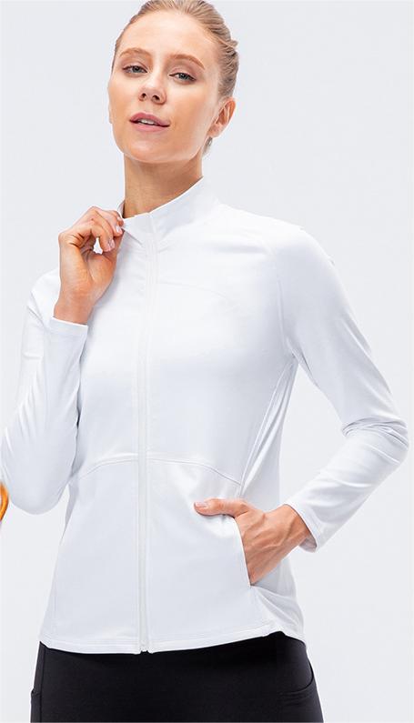 Autumn Winter Fleece-Lined Nylon Yoga Clothes Fitness Jacket Women Zipper Stretch Fitness Running Sport Long Sleeve