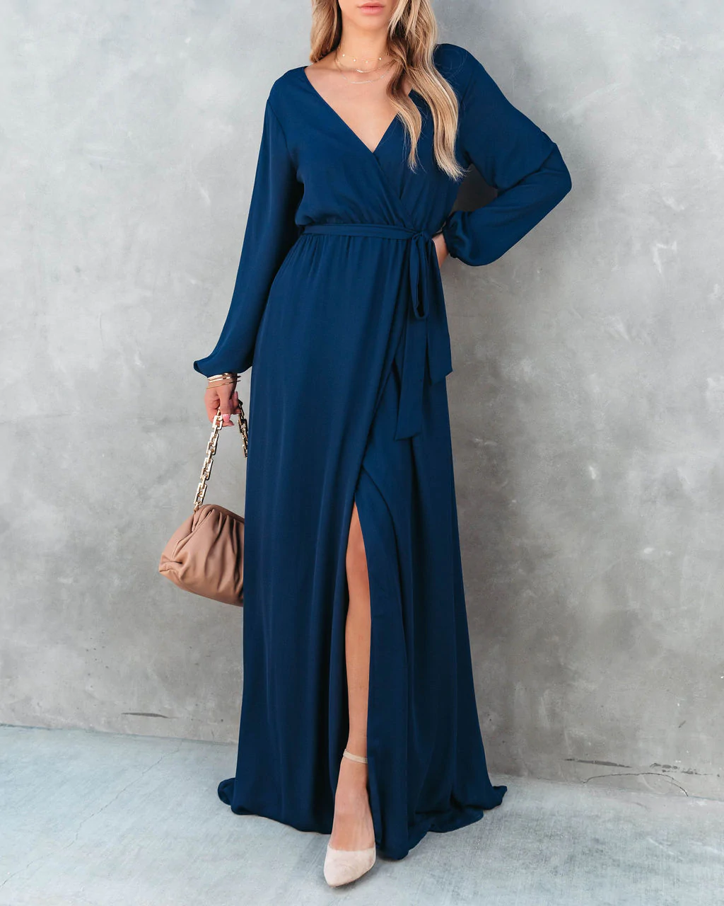 Women Summer Vacation New V Neck Long Sleeve Dress