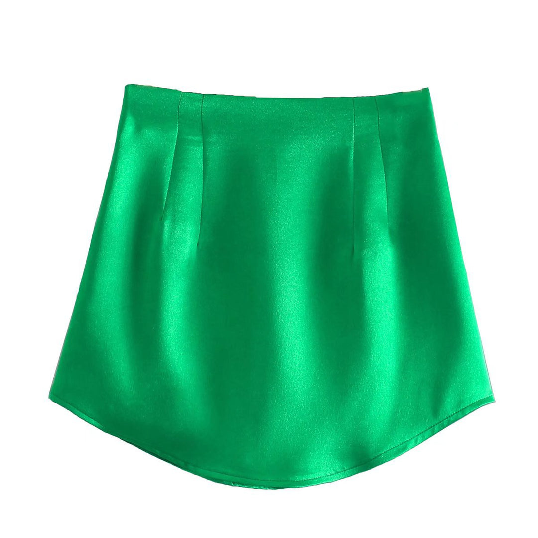 Fall Street All Match Silk Satin Texture Mini Skirt