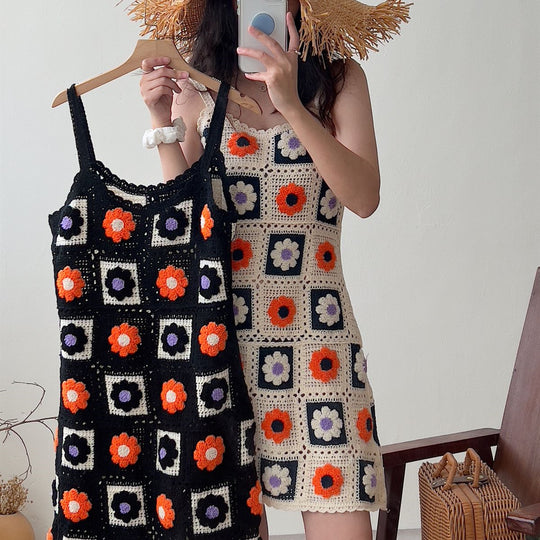 Women Bohemian Vintage Crochet Strap Dress