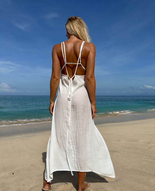 Strap Backless Beach Dress Sexy Sun Protection Pullover Dress