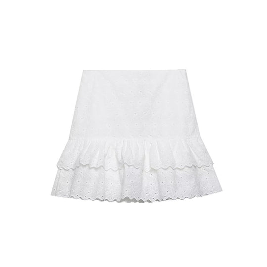 Spring Summer Women  Clothing Sexy French Niche Hollow Out Cutout Embroidered Culottes