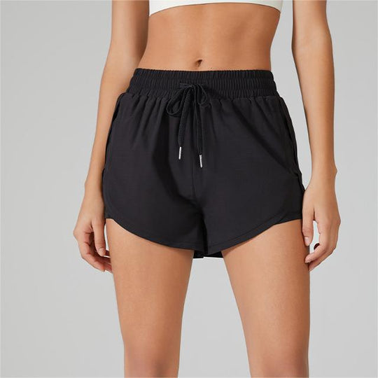 High Waist Drawstring Sports Shorts Women Slimming Workout Pants Running Anti Exposure Yoga Shorts