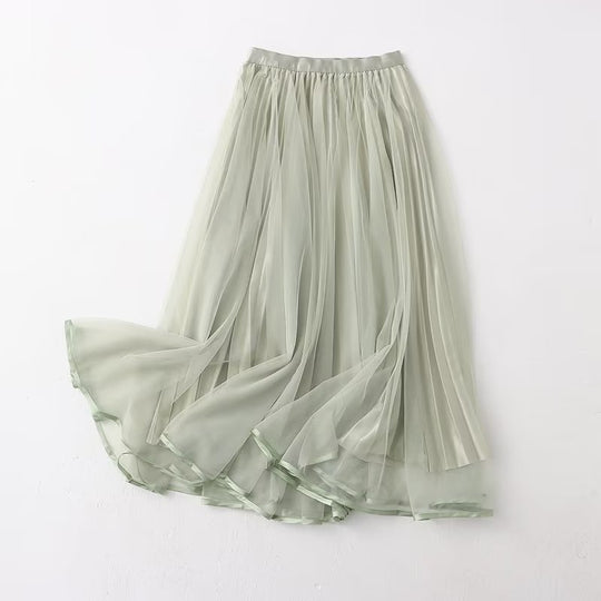 Wear On Both Sides Skirt Women Clothing Summer Casual Elegant Elastic Waist Pleated