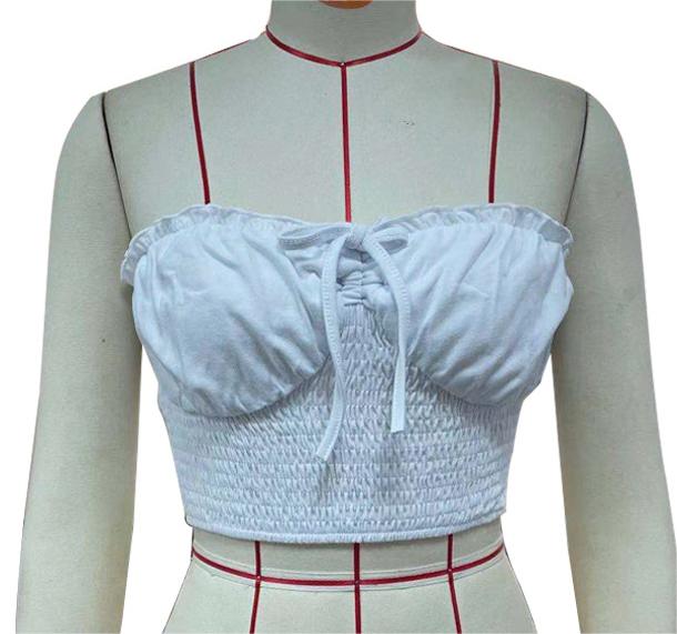 Women  Clothing Summer Sexy Tube Top Backless Lace Bow Tie Cropped Top Wrapped Chest Women