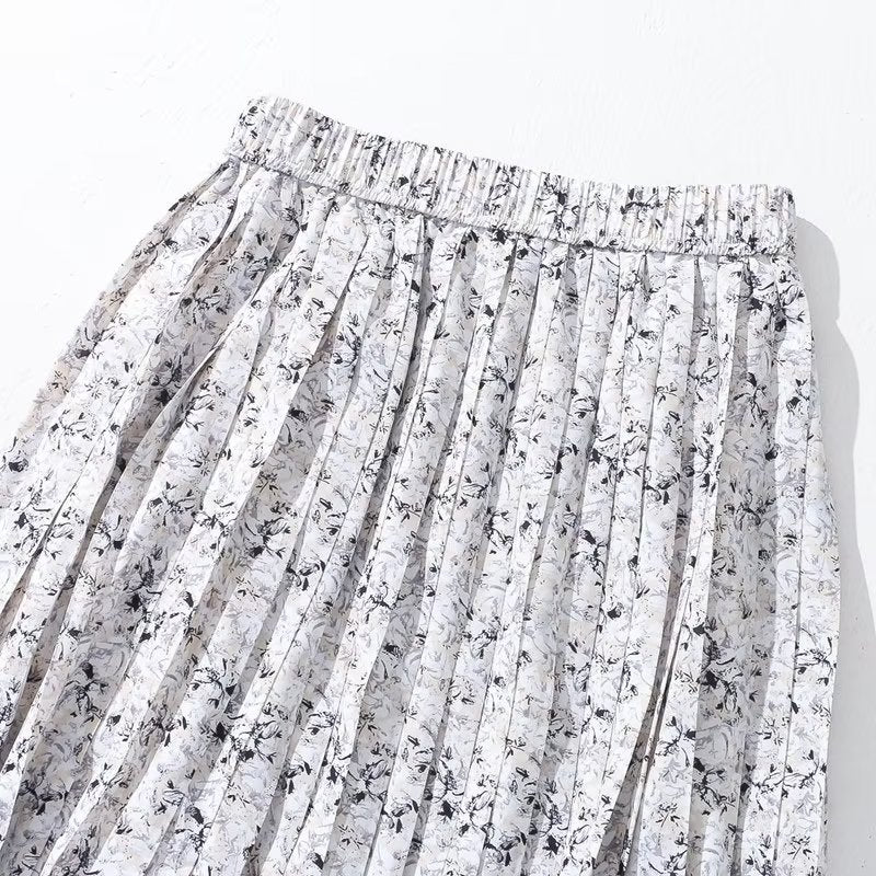 A  line Expansion Skirt Vintage Artistic Floral Skirt Layered Stitching Soft Chiffon Thread Casual Skirt Short Women Wear
