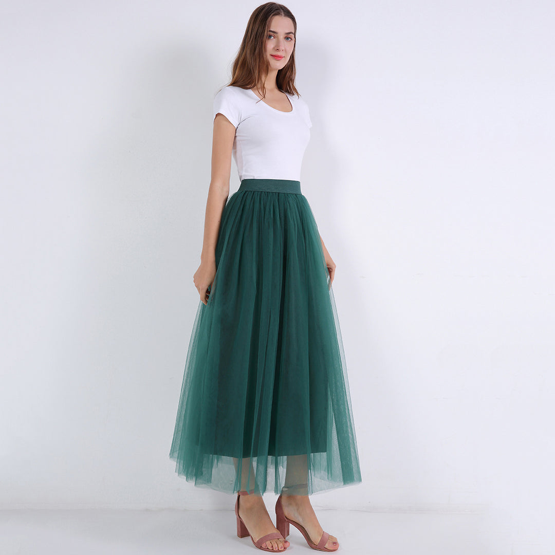Women Mesh Bubble Skirt Tulle Skirt Floor Length Dress