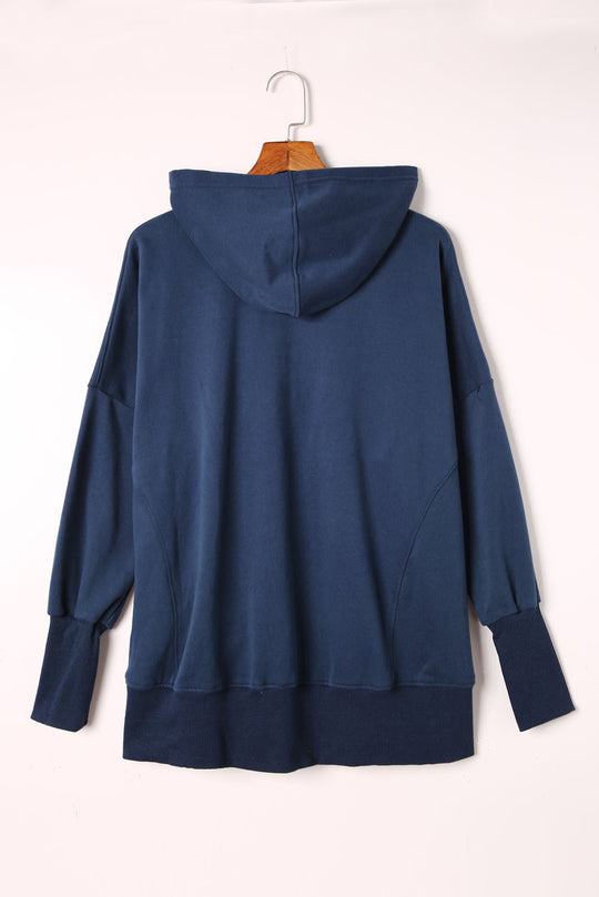 Loose Hooded Sweater Women Mid Length Autumn Winter Solid Color Casual Bottoming Shirt Top