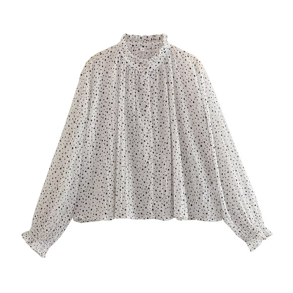 Shirt Spring Summer Top Polka Dotted Western Lace Bottoming Shirt