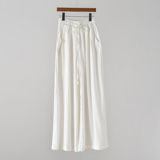 Spring Summer Cotton Linen Women Artistic Stone Washed Women Yoga Pants Linen Casual Wide Leg Pants