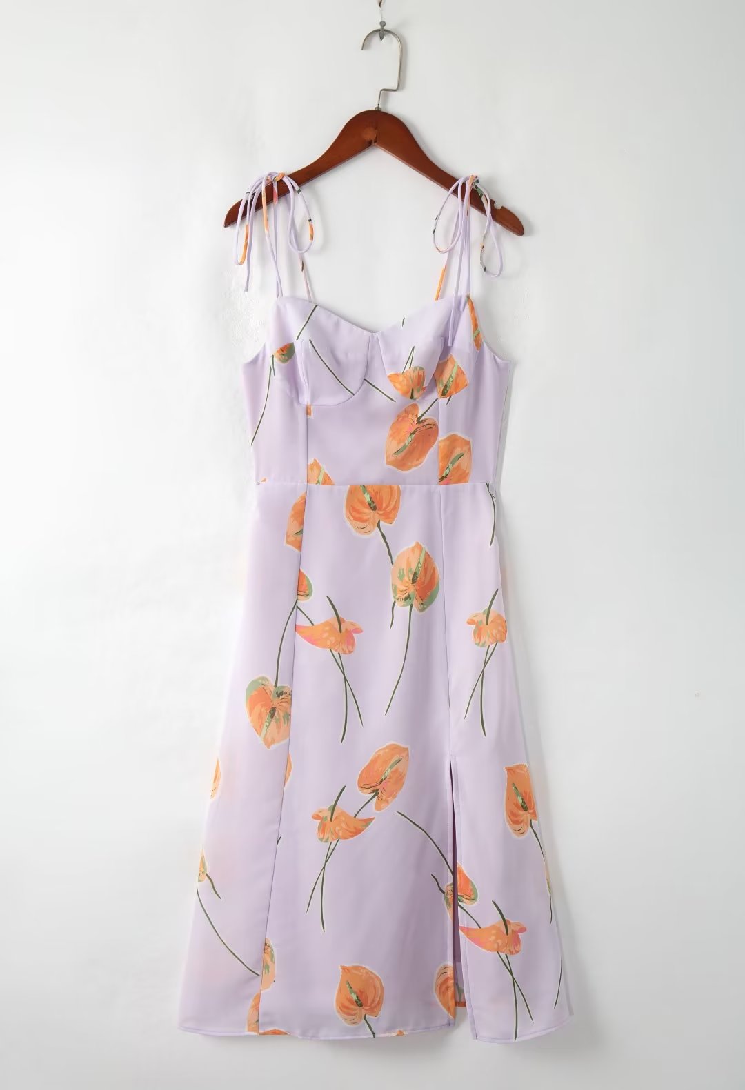 Summer Sexy Tube Top High Slit Printed Camisole Dress Women Midi Dress