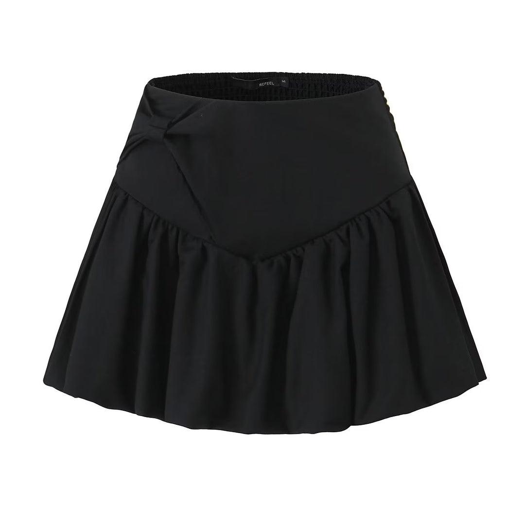 Irregular Asymmetric Stitching Skirt Women Summer Ballet Elastic High Waist Slimming Anti Exposure A line Skirt
