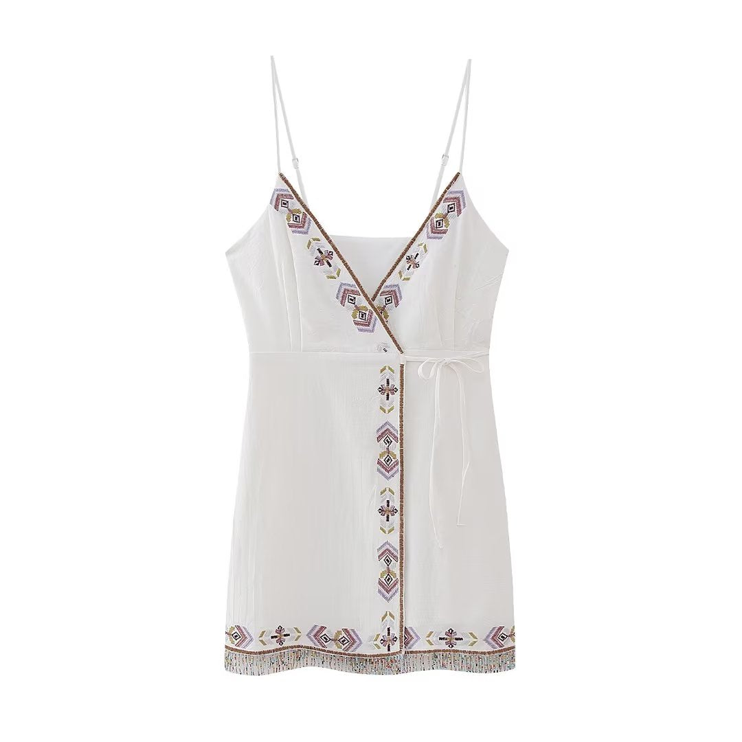 Summer Women Clothing Camisole Embroidered Short Dress