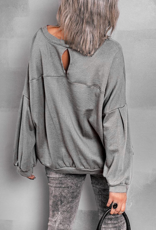 Ladies Autumn Winter Sweater Cotton Basic Loose Raglan Sleeve Double Pocket Pullover