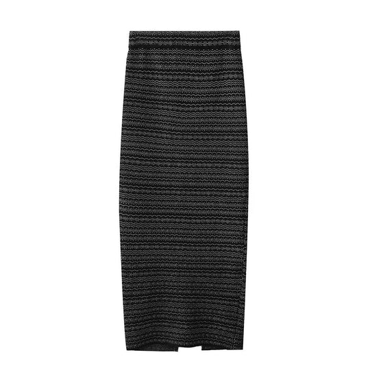 Spring Summer Sleeveless Wooden Knitted Vest Sling Mid Length Slim Fit Fishtail Skirt