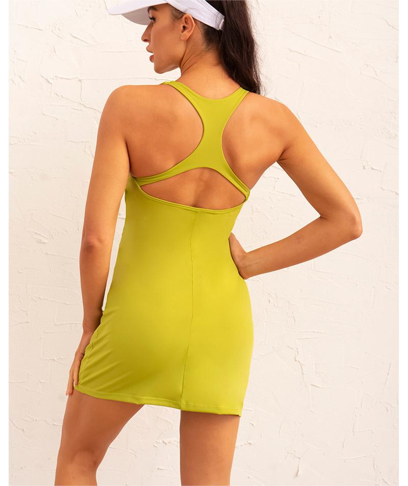 Yoga Wear Women Backless Dress High Elastic Slim Fit With Chest Pad Anti Exposure Sports Running Tennis Skirt