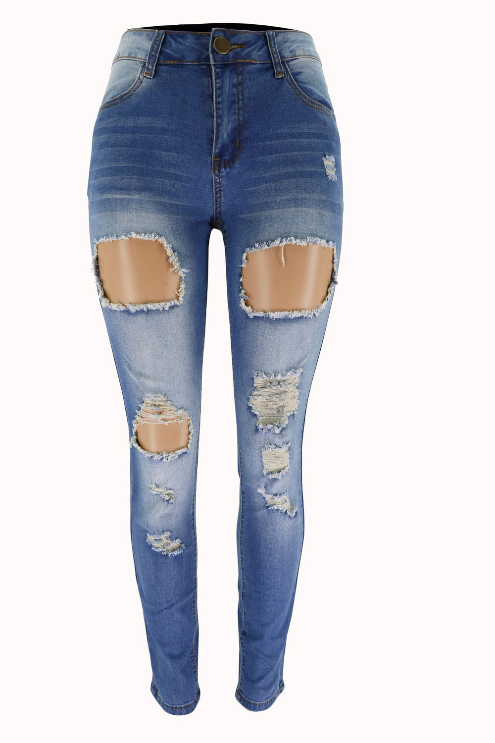 Spring Summer Ripped High Waist Slim Jeans Women Trousers