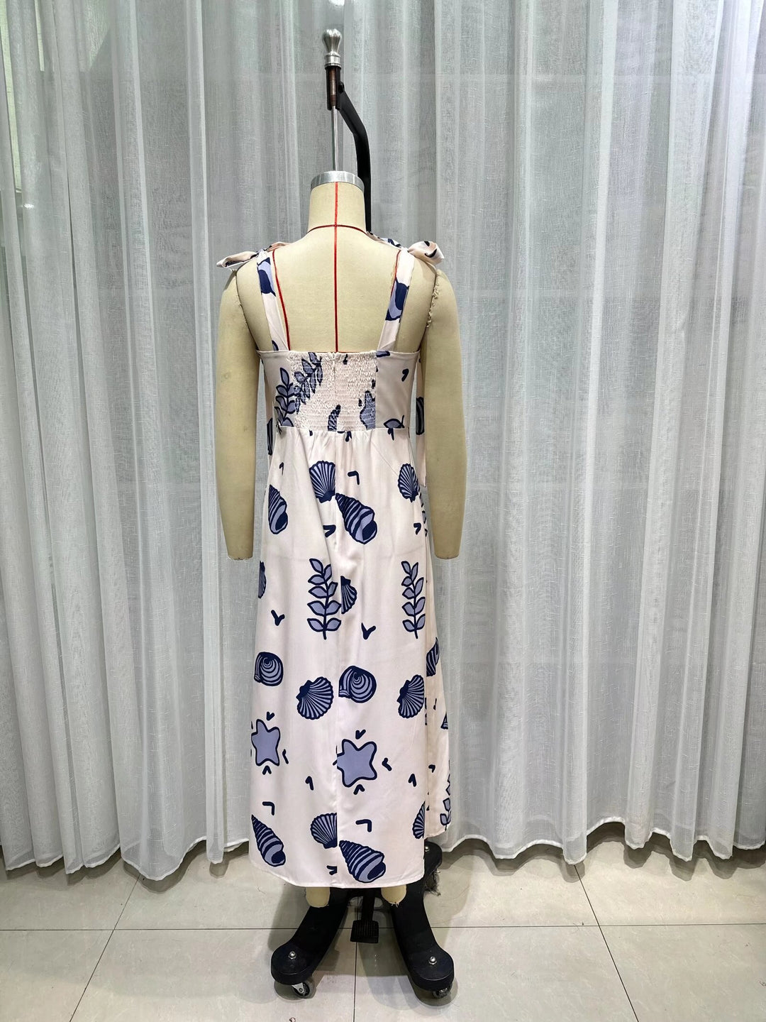 Summer Imitation Cotton Linen Beach Holiday Large Swing Dress Hand Painted Printed Sexy Backless Spaghetti Straps Long Dress