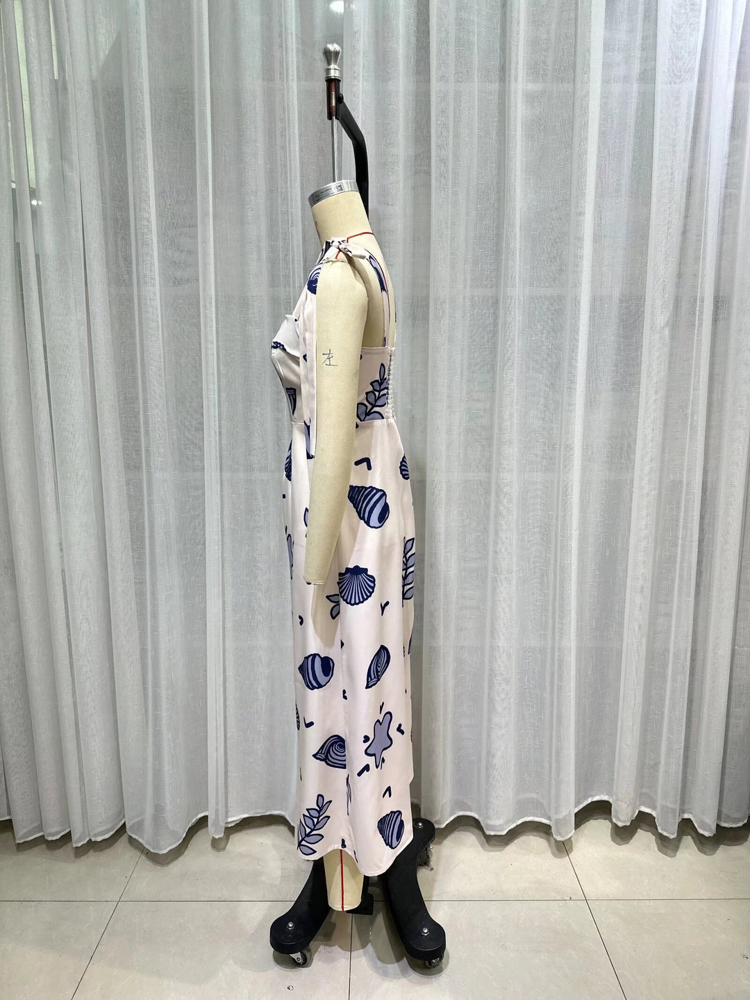 Summer Imitation Cotton Linen Beach Holiday Large Swing Dress Hand Painted Printed Sexy Backless Spaghetti Straps Long Dress