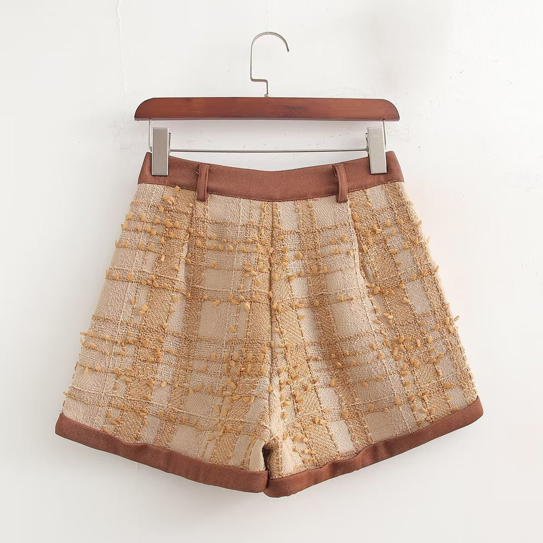 Fall Women Clothing Maillard Color Matching Classic Shorts