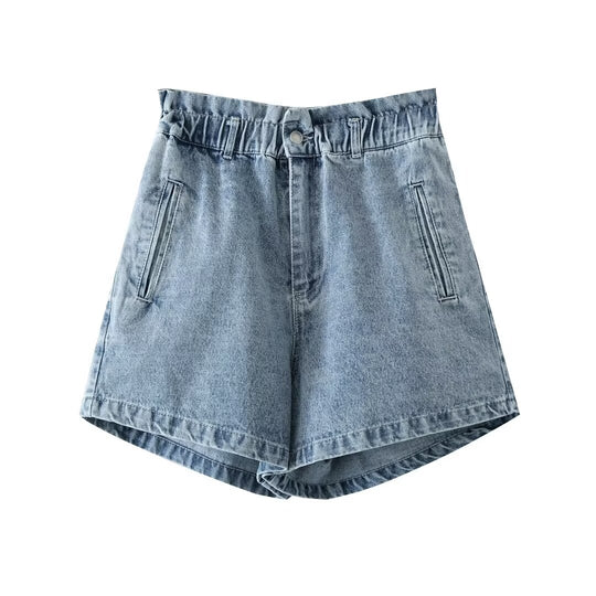 Summer Women Clothes Fashionable All Match Casual Elastic Denim Shorts