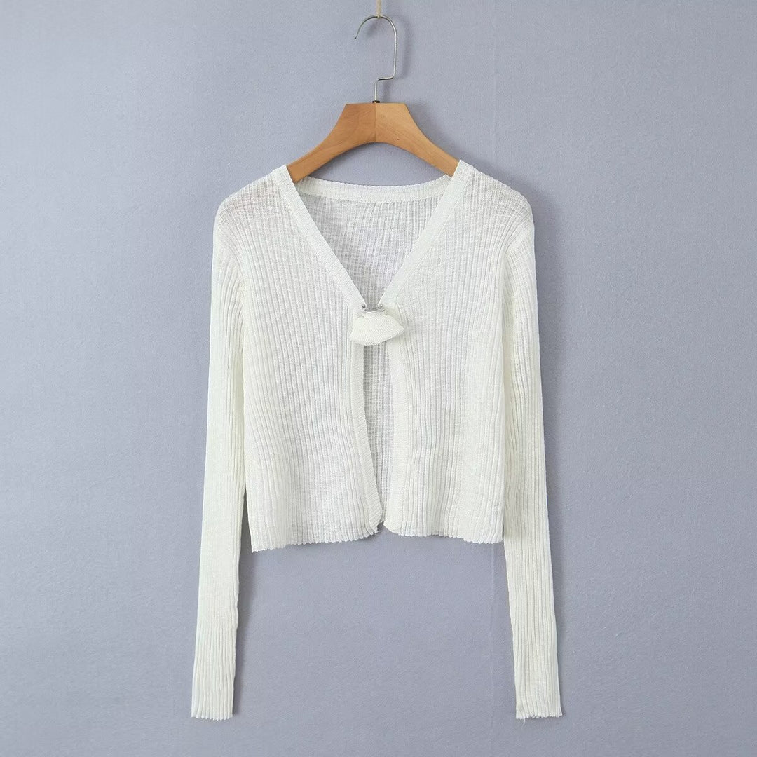 Pure Sexy Rose One Button Knitted Cardigan for Women Autumn Sexy