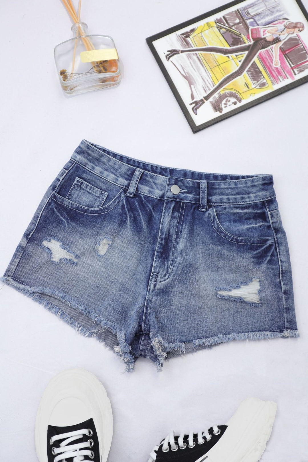 Summer Popular Women Ripped Back Pocket Denim Shorts All Match Trendy