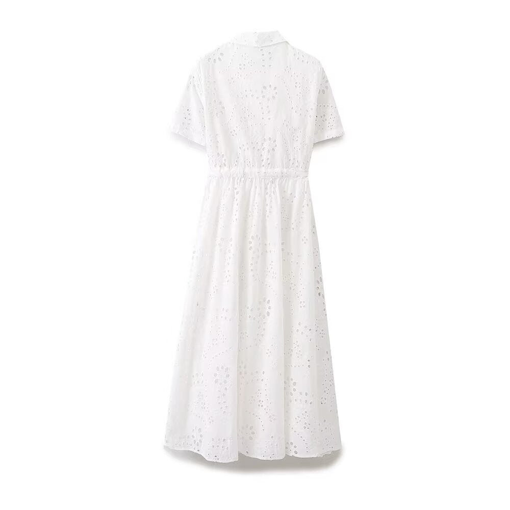 Spring Women Clothing Embroidered Shirt Dress