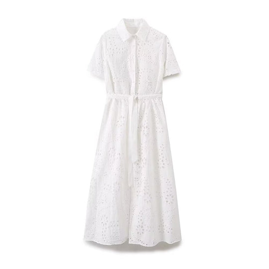 Spring Women Clothing Embroidered Shirt Dress