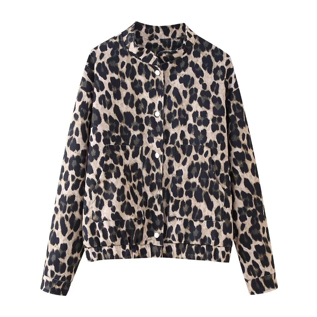 Women Clothing Spring Casual Leopard Coat