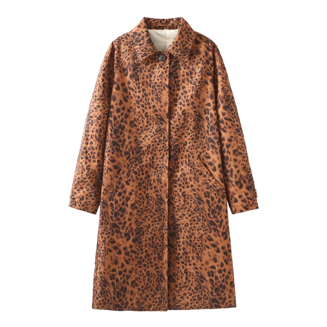 Summer Women Clothing Casual Animal Pattern Floral Print Trench Coat