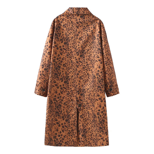 Summer Women Clothing Casual Animal Pattern Floral Print Trench Coat