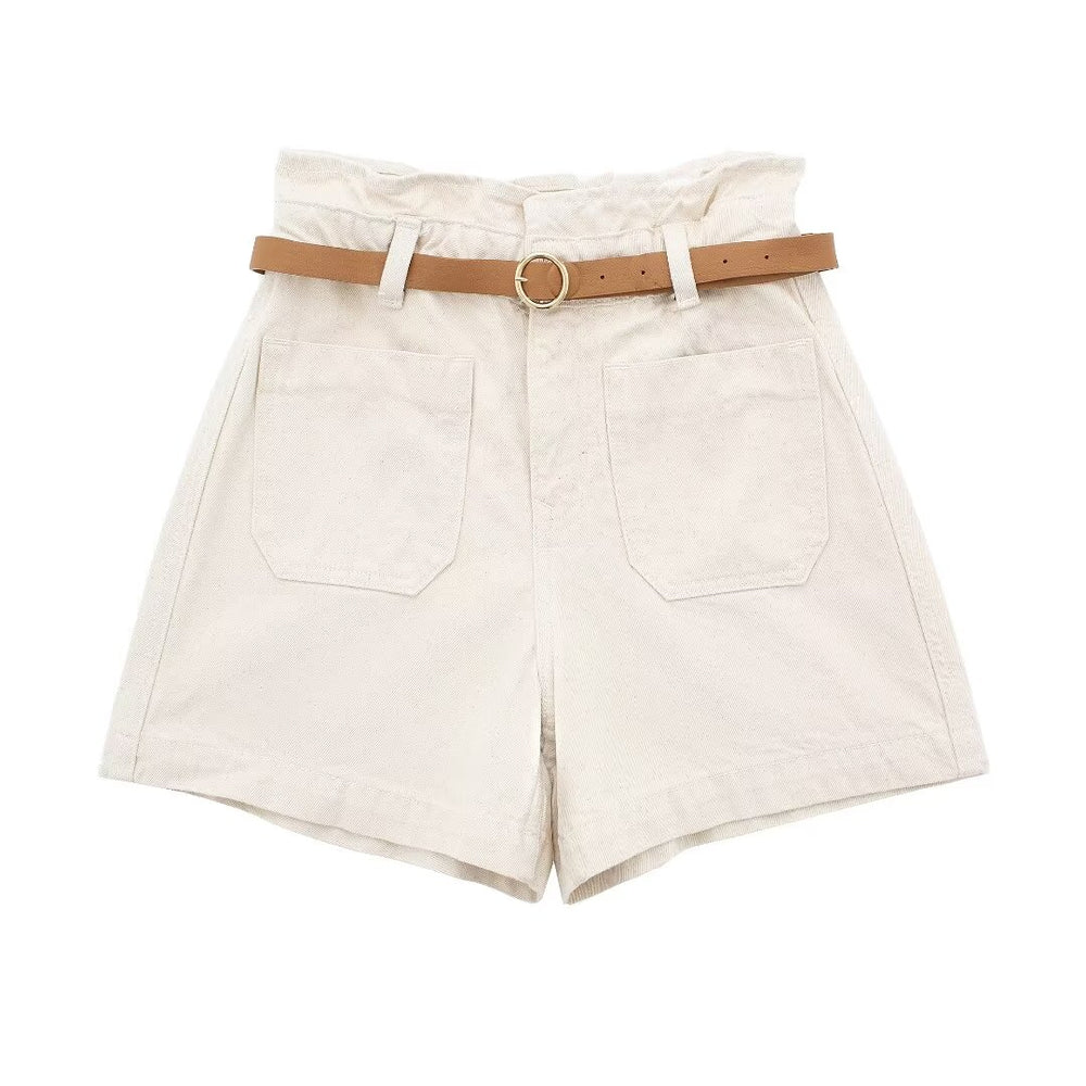 Women Clothing Summer Street With Belt Baggy Denim Shorts