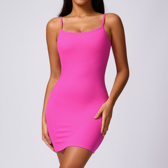 Skinny Sheath Sling Dress Women Chest Pad Sexy Base Ride Casual Dress