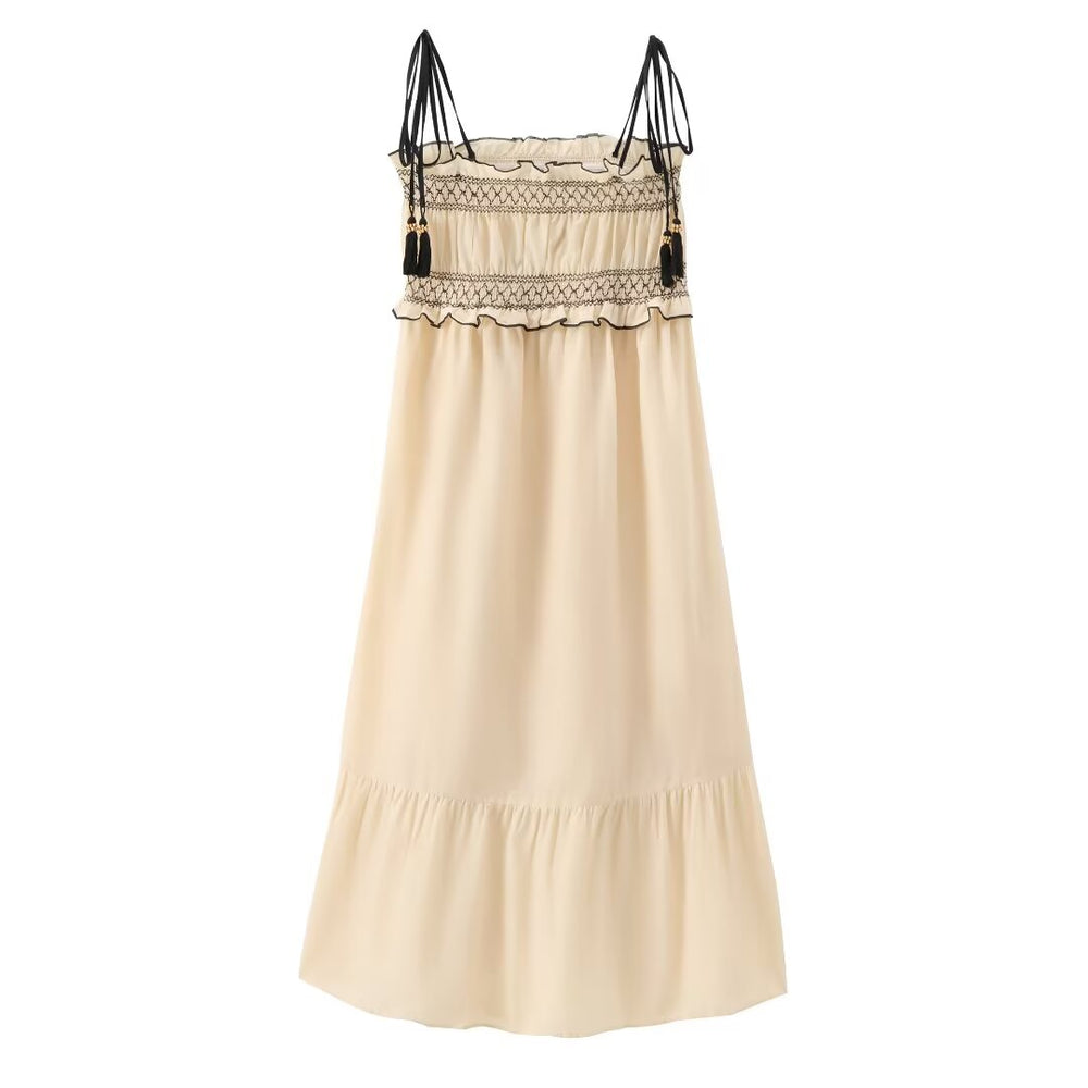 Summer Women Clothing Elastic Upper Body Midi Dress Dress