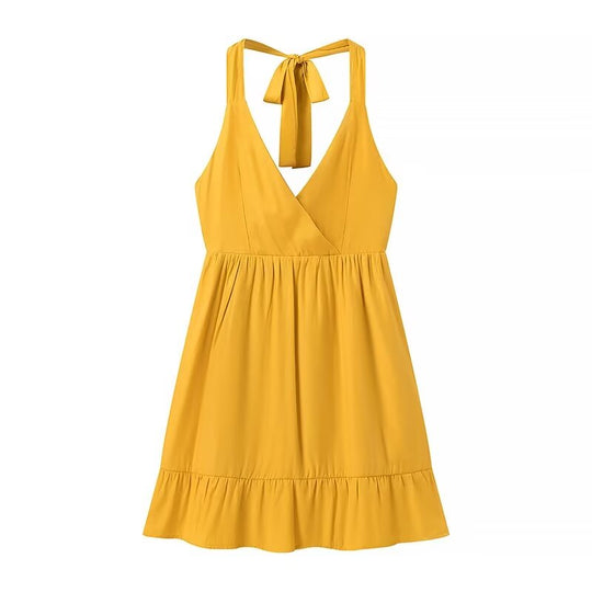 Summer Women Clothing Elegant Slightly Mature Halter Backless Sling Dress