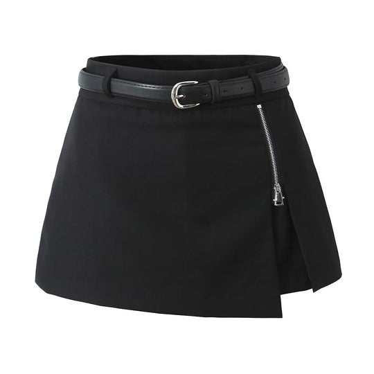 Spring Summer Zipper Women High Waist Slim Skirt