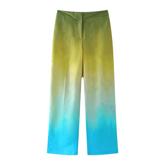 Summer Silk Satin Texture Tie Dyed Loose Pants