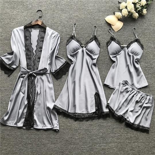 Midnight Charm Sexy Pajamas Summer Sexy Pajamas Four Piece Korean Strap Women Chest Pad