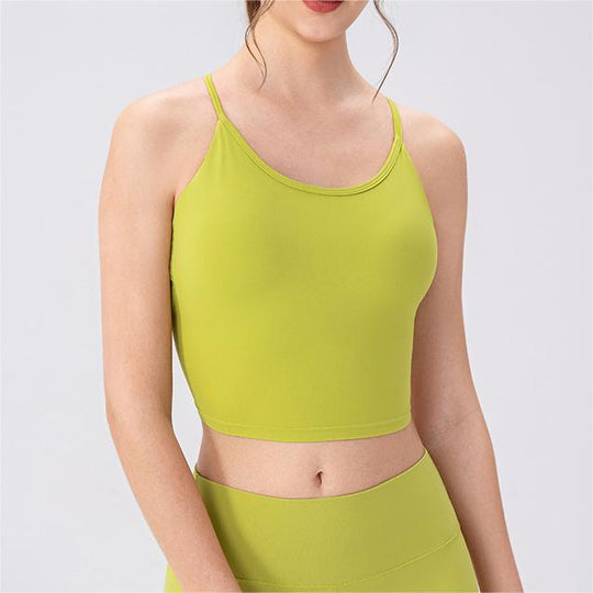 Women Summer Yoga Underwear Backless Sling Sports Top with Chest Pad Shockproof Breathable Dance Fitness Vest Yoga Clothes