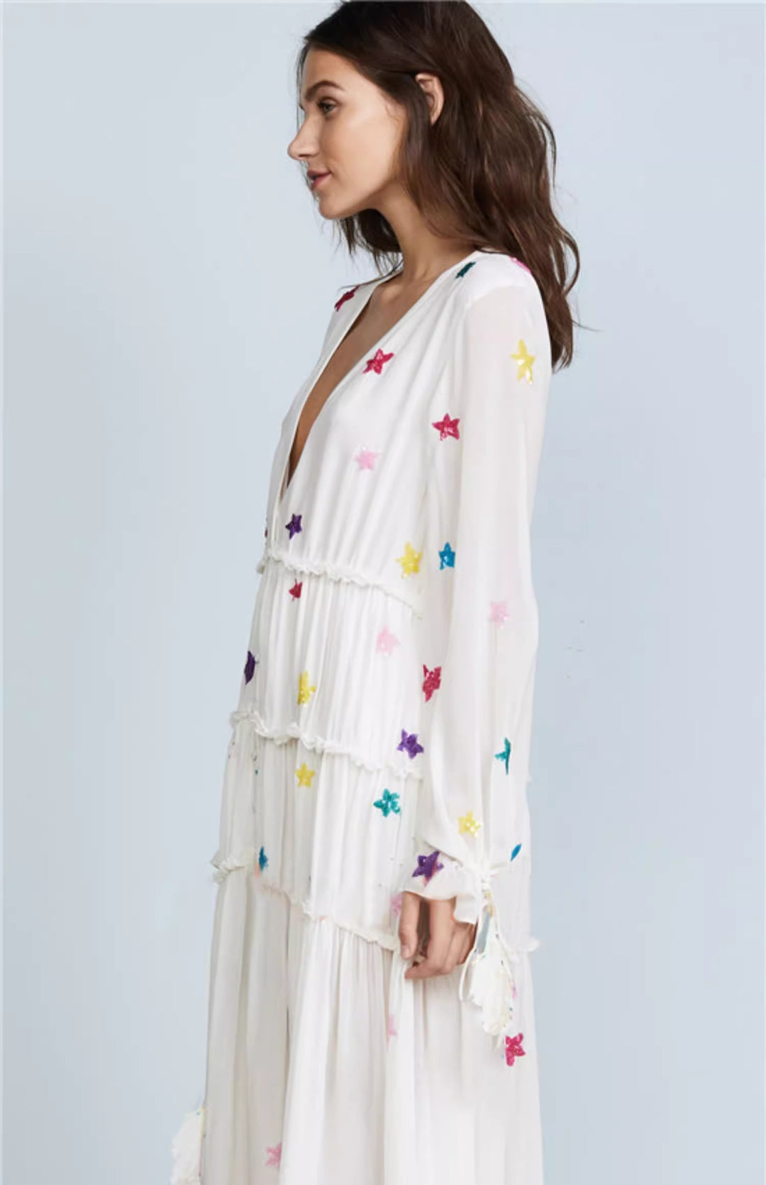 Bohemian Star Embroidered Seaside Holiday Dress