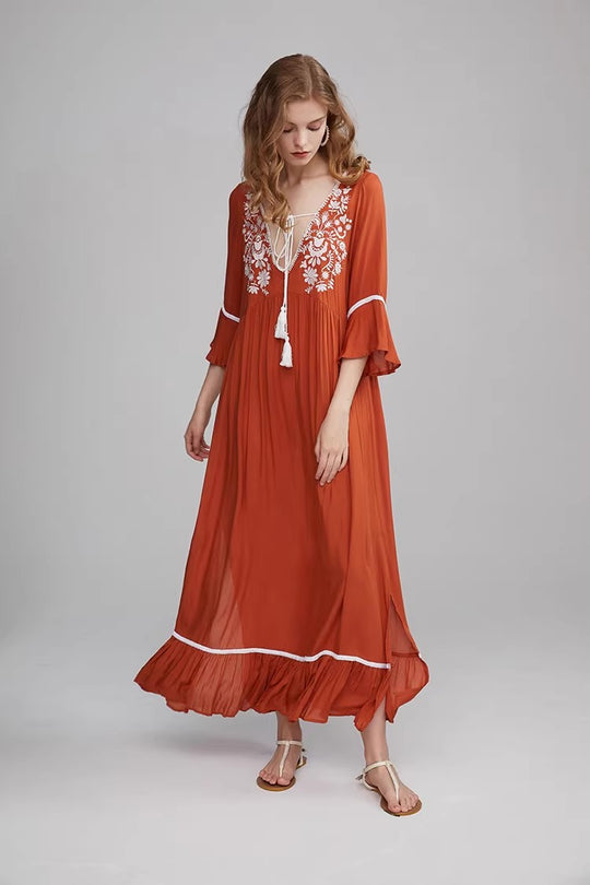 Women Bohemian Dress With Lining