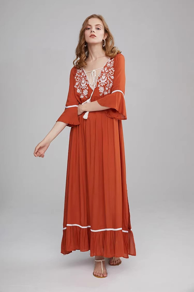 Women Bohemian Dress With Lining