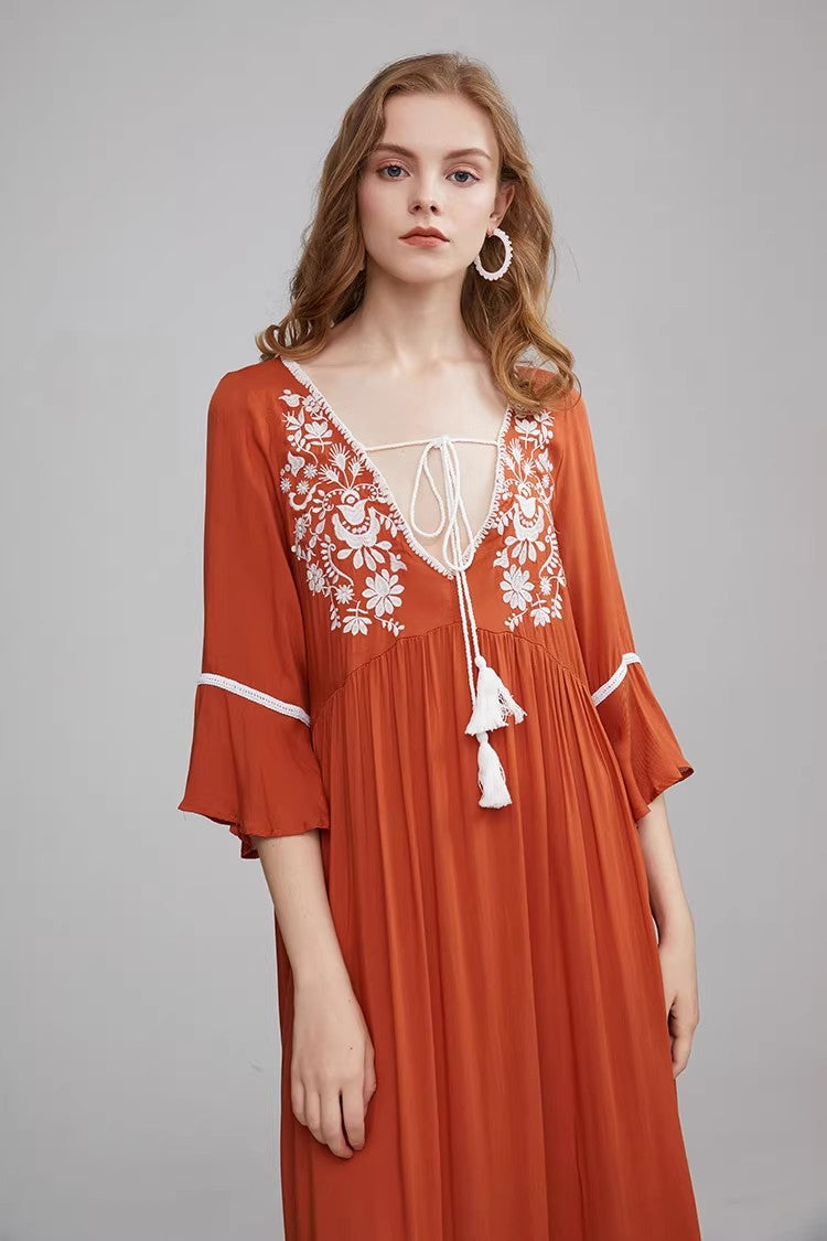 Women Bohemian Dress With Lining