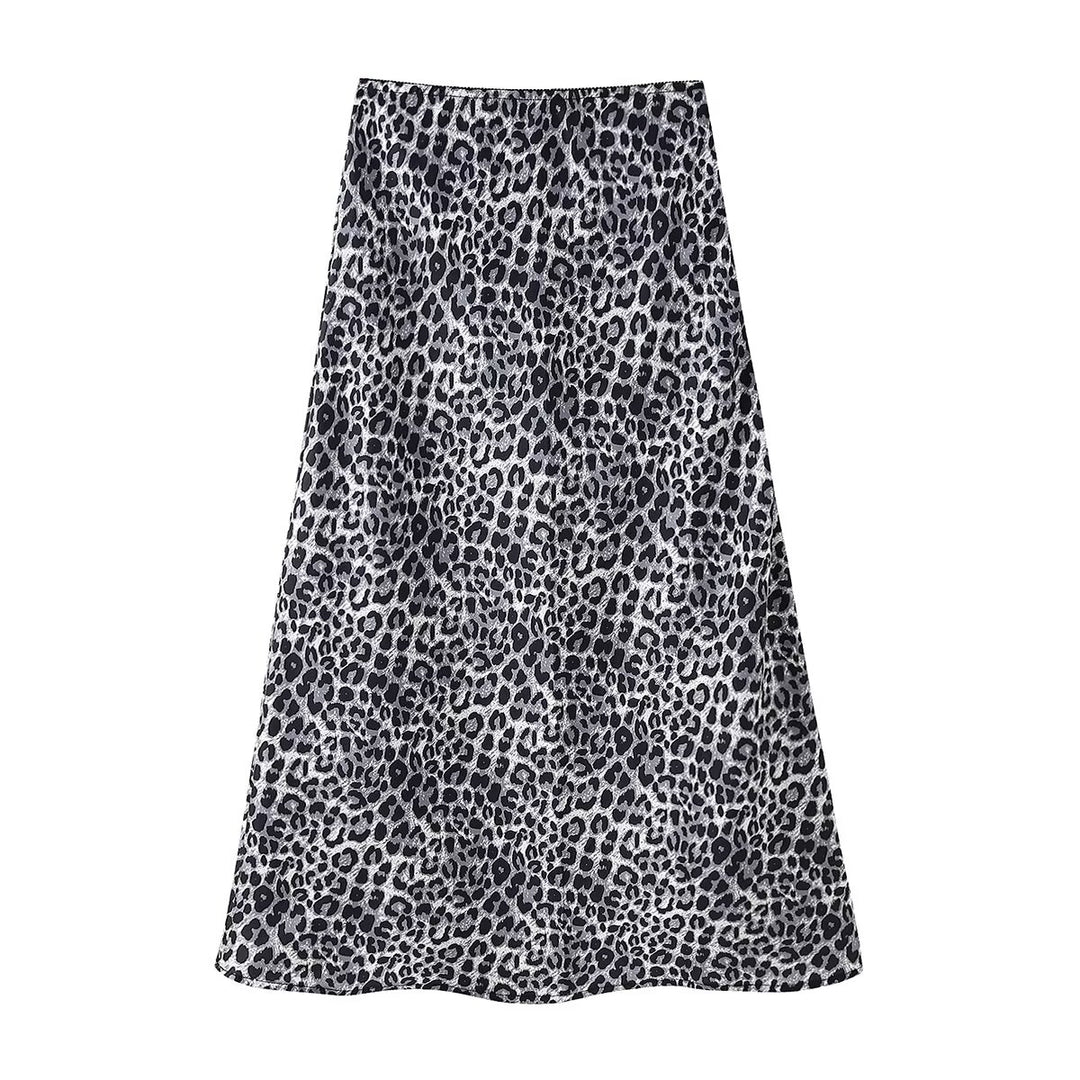 Spring Animal Pattern Printed Silk Satin Texture Hip Skirt