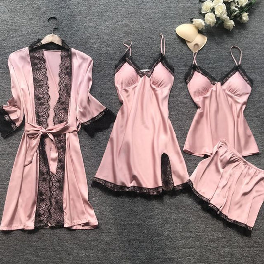 Midnight Charm Sexy Pajamas Summer Sexy Pajamas Four Piece Korean Strap Women Chest Pad