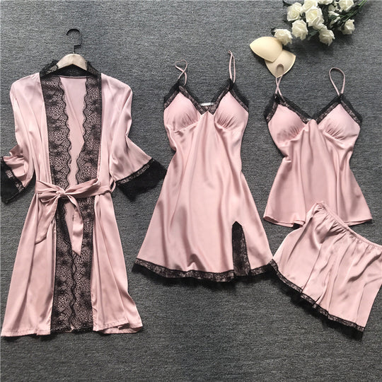 Midnight Charm Sexy Pajamas Summer Sexy Pajamas Four Piece Korean Strap Women Chest Pad