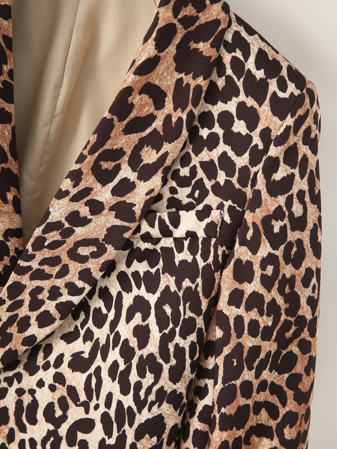 Leopard Cuff Pleated Blazer Long Sleeved Retro Top for Women