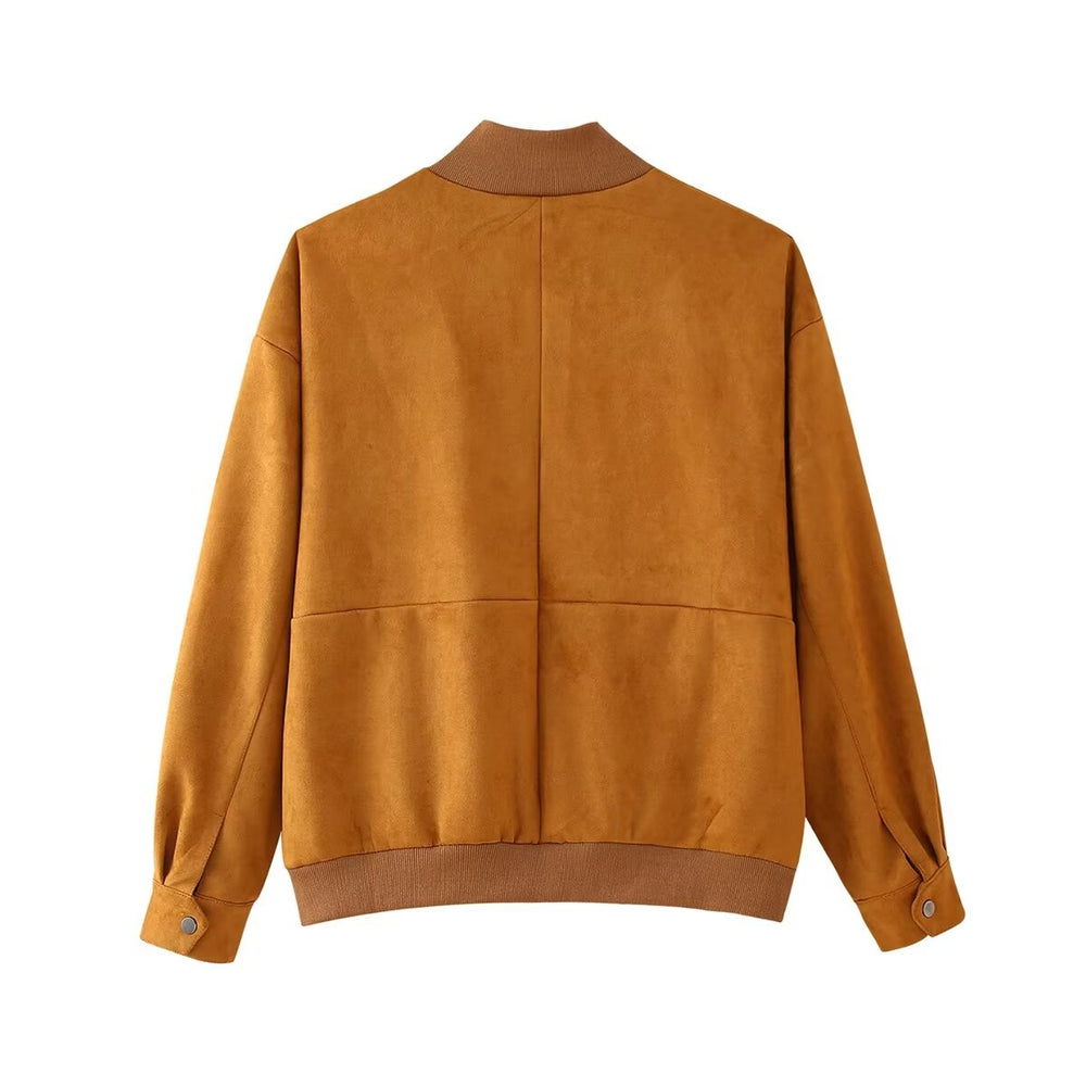 Early Autumn Retro Golden Brown Overzise Jacket