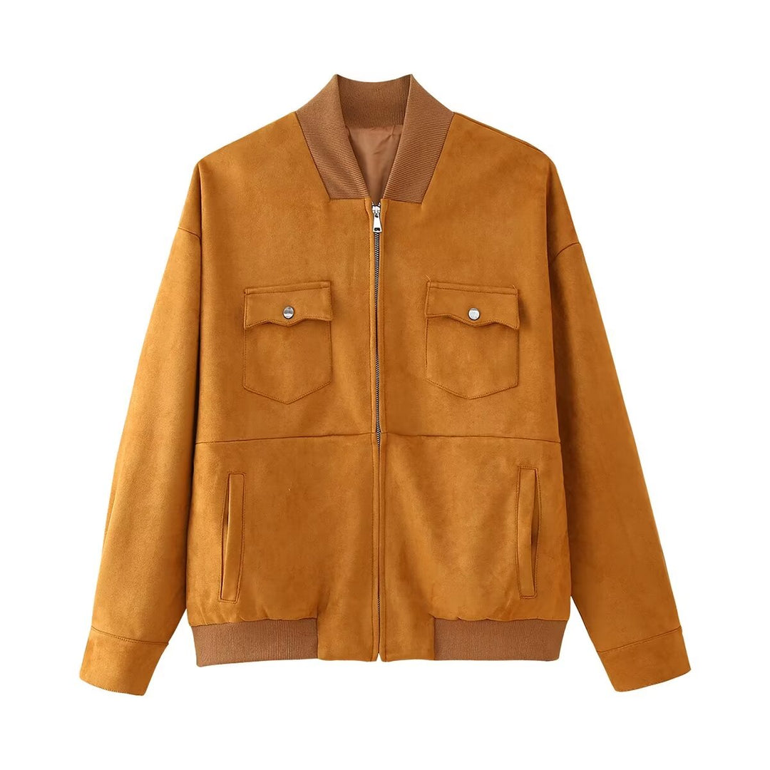 Early Autumn Retro Golden Brown Overzise Jacket